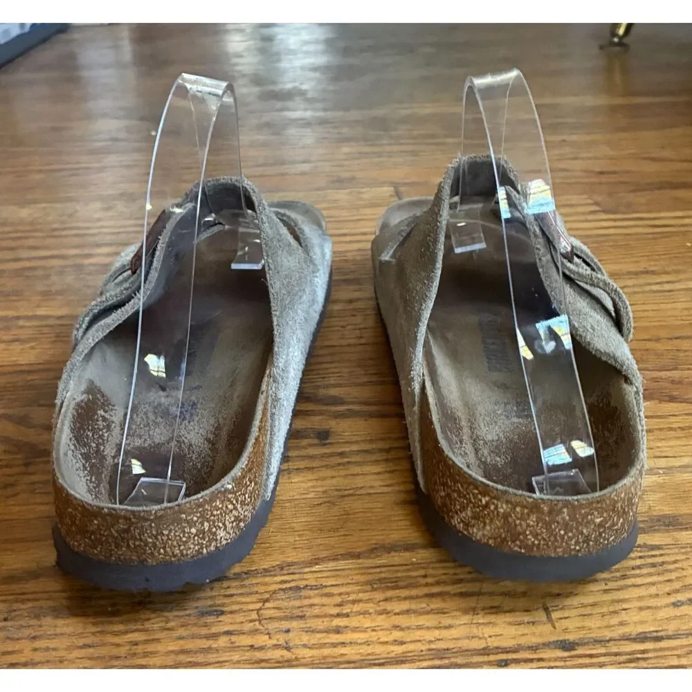Birkenstock Taupe Gray Soft Footbed Suede Arizona Sandals Shoes   Adult Size 44